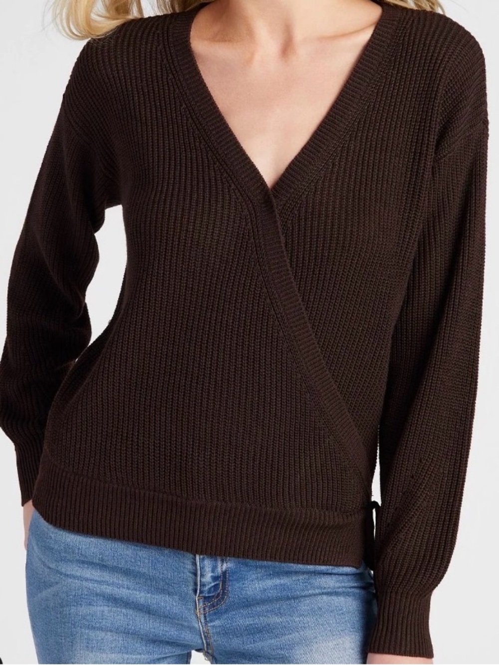 78 and Sunny SEAS Coastal Wrap Sweater in Dark Chocolate Size Large